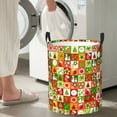 thumbnail image 5 of LNWH Laundry Basket, Christmas Checker Elements Art Pattern Foldable Laundry Hamper with Handles Waterproof, Medium Size, 5 of 8