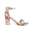 thumbnail image 5 of BLISSFUL STEP Women's Shoes Flower Print Open Toe Block High Heels Summer Sandals Pink Flowers 10.5, 5 of 7