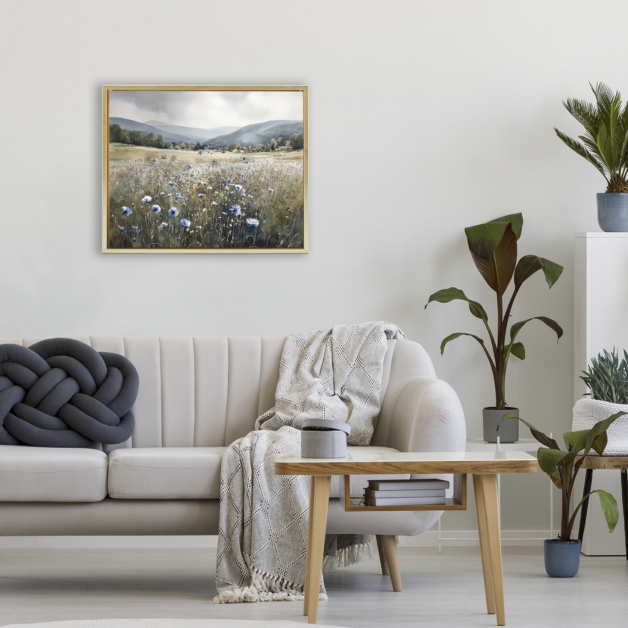 Stupell Industries Sapphire Speckled Fields Gold Framed Floater Canvas Wall Art, design by Franklyn Gregory