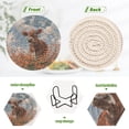 thumbnail image 2 of 6 Pcs Drink Coasters with Holder 3.94in Woven Coasters for Drinks Brown Cow Coaster Set for Protection Table, 2 of 7