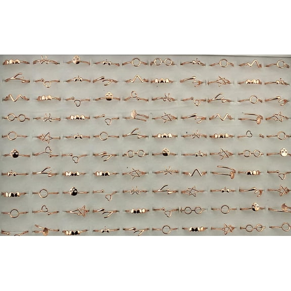 K-KED Wholesale Lots 32pcs Adjustable Ring Mix Rose Gold P Alloy Women Assorted Rings