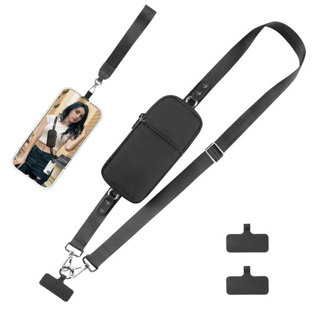 Correa de muñeca tipo bandolera para teléfono con cartera desmontable