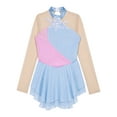 thumbnail image 3 of YIZYIF Girls Sequins Floral Patchwork Long Mesh Sleeve Figure Ice Skating Dance Dress,Sizes 6-16 Grey-blue 10, 3 of 6