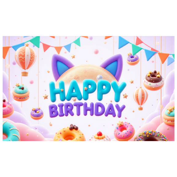 Colorful Design Banner Easter Theme Donut Decor for Kids Party Indoor Celebration