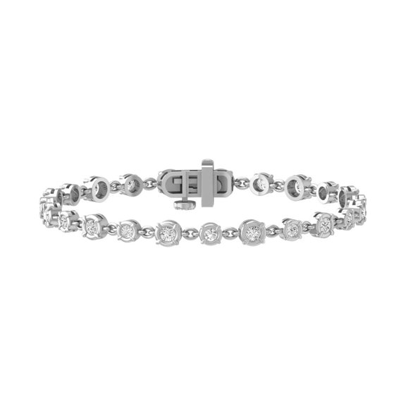 ARAIYA FINE JEWELRY 925 Sterling Silver Round Shape Lab Grown Diamond Link Bracelet (2 cttw, D-F Color, VS1 Clarity) 7 inch