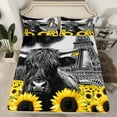 thumbnail image 2 of Homewish Farmhouse Highland Cattle Twin Sheet Sets,Country Floral Sunflower Twin Fitted Sheet,Paris Eiffel Tower Flat Sheet For Boys Kids,Ultra Soft Home Decor,3pcs, 2 of 7