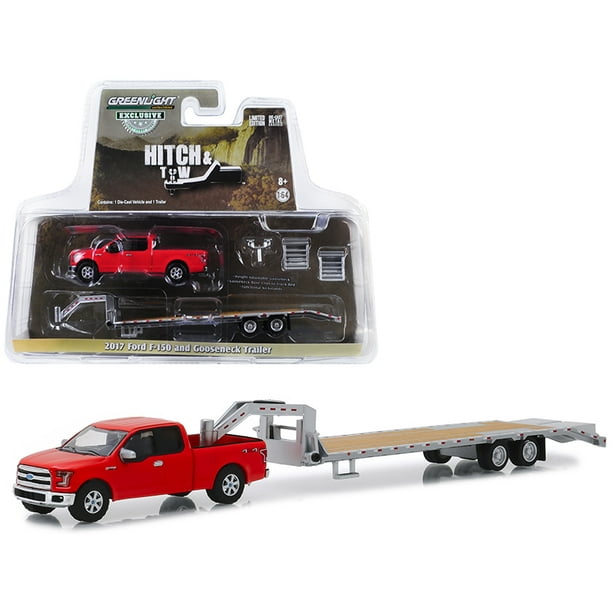 17 Ford F 150 Pickup Truck Red With Gooseneck Trailer Hitch Tow Series 1 64 Diecast Models By Greenlight Walmart Com Walmart Com