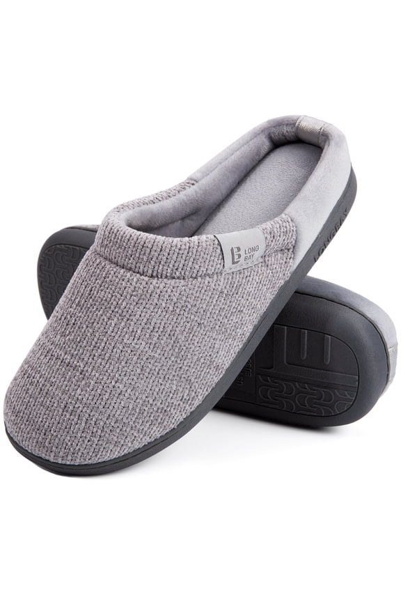 LongBay Women's Chenille Knit Slippers Comfort Memory Foam Slip on House Shoes Indoor Outdoor