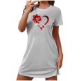 thumbnail image 4 of Sakmal Short Sleeve Womens Moomoo Nightgowns Love Soft Valentines Mumu Dress Heart Print Short Ladies Nightgown L, 4 of 5