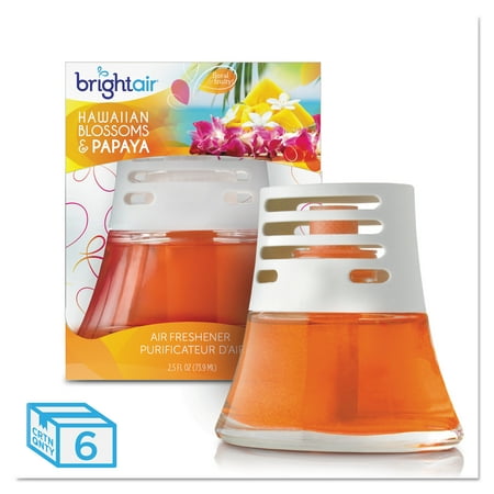 BRIGHT Air Scented Oil Air Freshener, Hawaiian Blossoms and Papaya, Orange, 2.5oz, 6/Carton