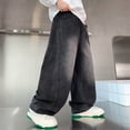 thumbnail image 5 of TOWED22 Boys Y2K Baggy Jeans Vintage Wide Leg Denim Pants Relaxed Fit Elastic Waist with Two Back Pockets Black,7-8 Y, 5 of 5