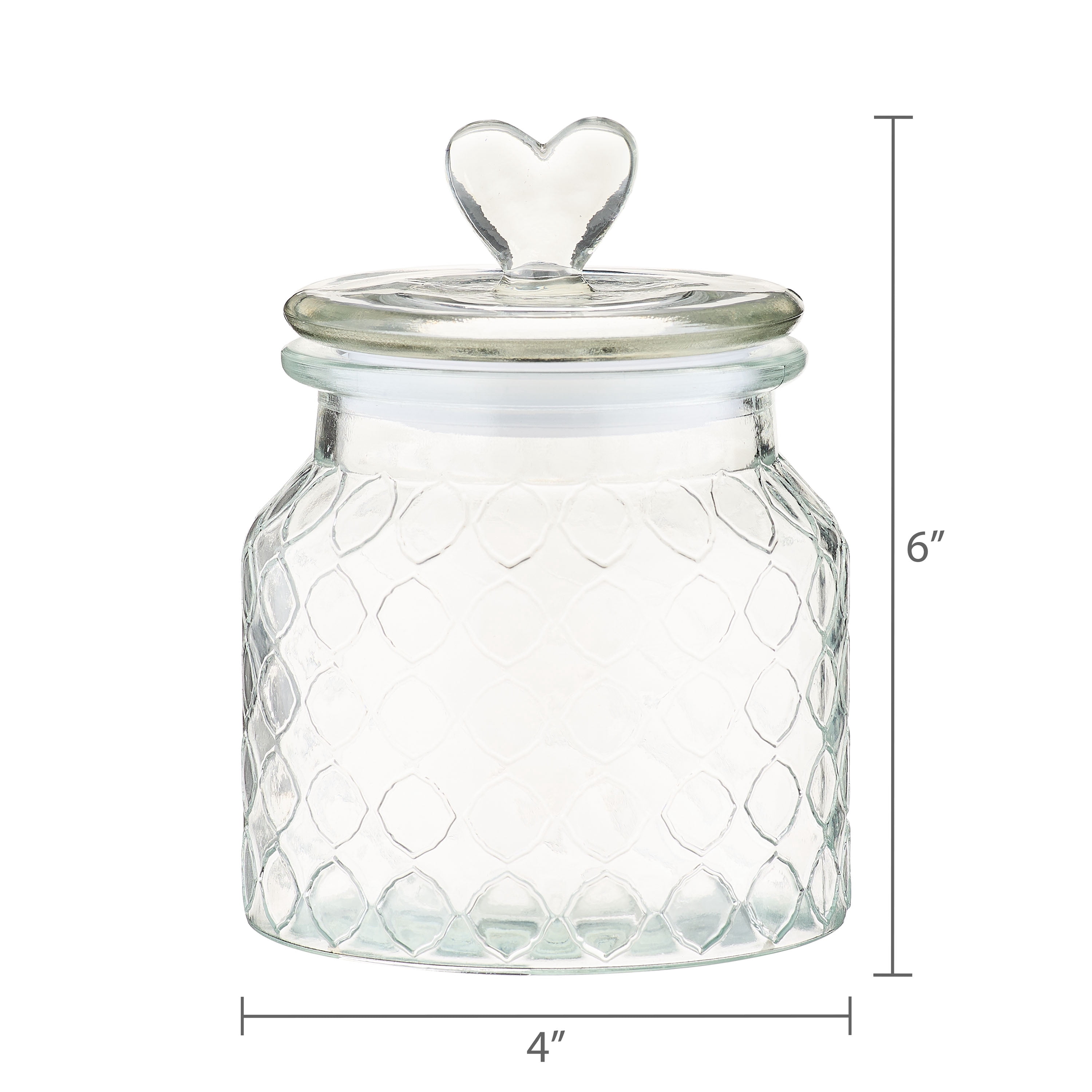 Clear Glass Jar with Lid and Heart-Shaped Knob, 6.25", Valentine's Day by Way To Celebrate
