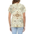 thumbnail image 3 of cocolona Womens Summer Tops Button V Neck Short Sleeve Pleated T-shirts Dressy Casual Blouses Fashion Cute Print Tops, 3 of 5