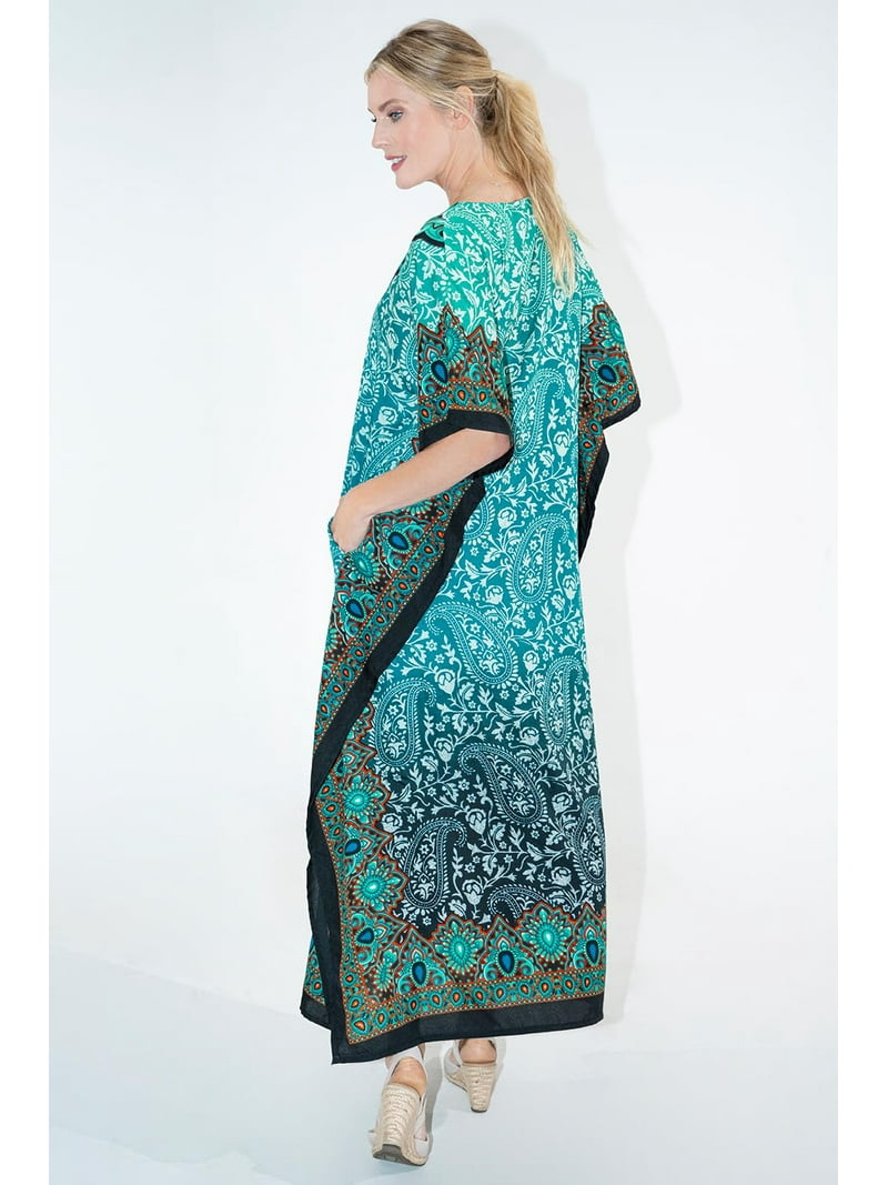 summer beach kaftan dresses Sakkas Clementine Third Women's Tie Dye Caftan Dress/Cover Up Beach Ka