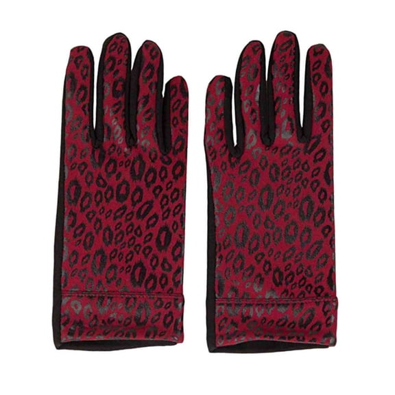 Womens Burgundy Red Leopard Print Stretch Fit Texting & Tech Gloves