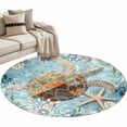 thumbnail image 2 of Round Area Rug 4ft,Marine Ocean Turtle Starfish Washable Carpet Non-Slip Runner Accent Rugs Indoor Floor Mat for Bedroom Living Room Decor,Watercolor Underwater World, 2 of 9