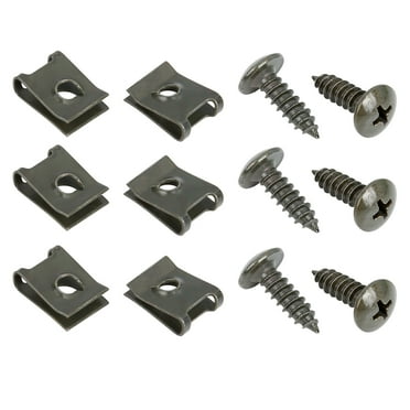 Unique Bargains 50Set 4.8x16mm Metal U Clip Screw Assortment Car Clips Fasteners for Securing Wires Cables Army Green