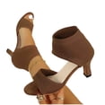 thumbnail image 5 of Samdudou Heels for Women Open Toe Knit Stretch Ankle Bootie Sandals Elegant Slip On Spool Low Heel Dressy Shoes for Evening Party Wedding Guest Dance Banquet, 5 of 9