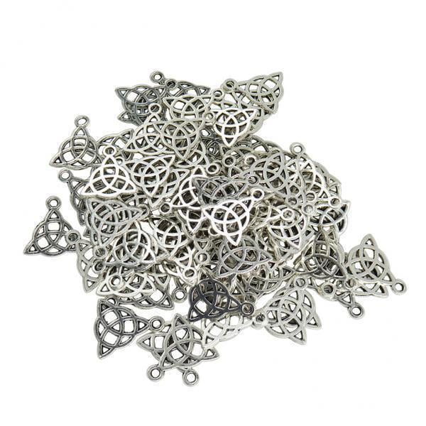 Paquete de 3 , 50 piezas de de joyería con nudo triangular de plata 15 x 17 mm Sunnimix Colgante Charm
