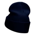 thumbnail image 2 of School Worm Apple Embroidered Long Knitted Beanie - Navy OSFM, 2 of 5