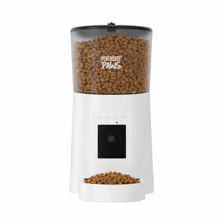 Penthouse Paws Smart HD Automatic Pet Feeder 6L Dry Food Capacity 1080p Camera 2-Way Audio Scheduled Meals Backup Power Easy to clean Anti-Jam Design for Cat and Dog White