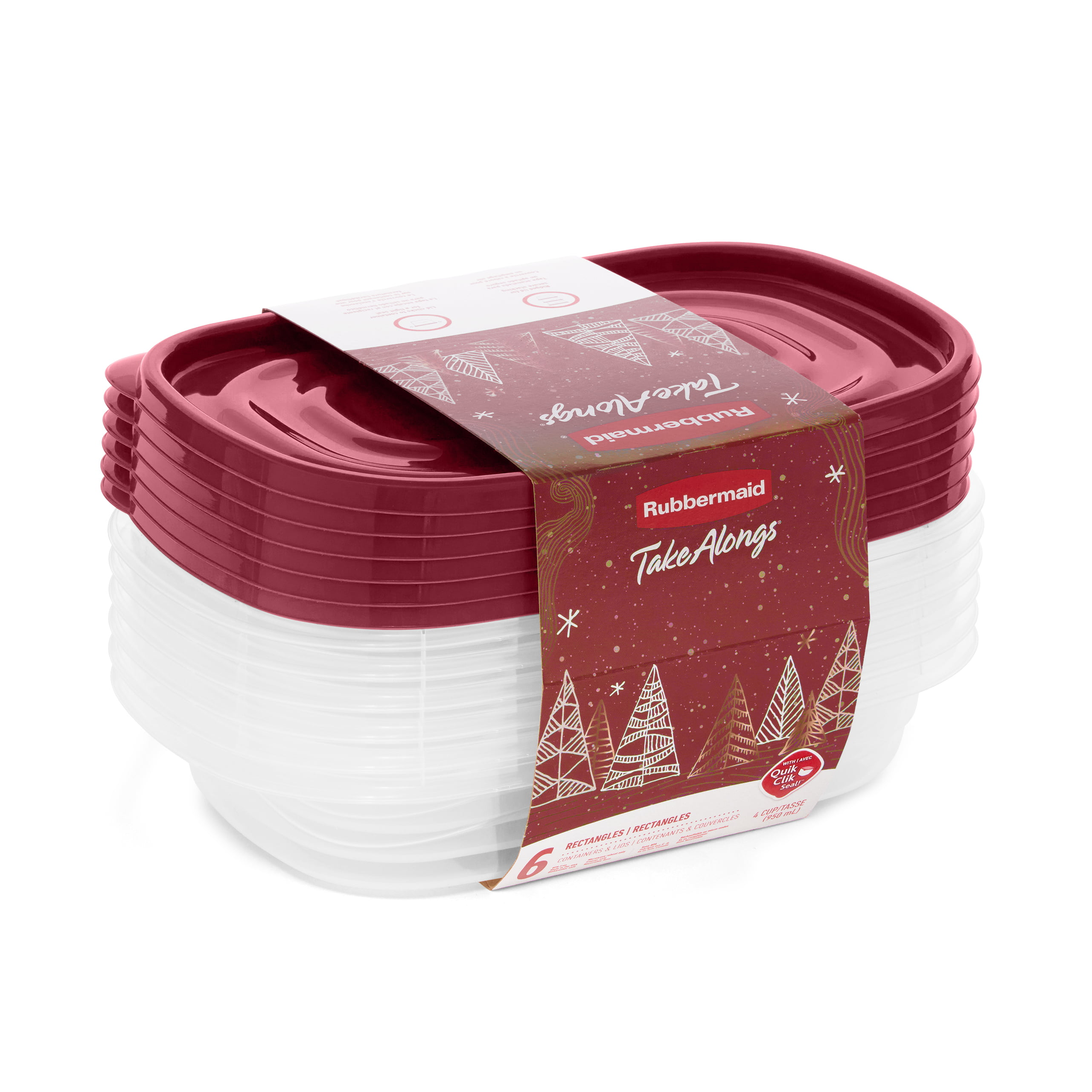 Rubbermaid TakeAlongs 4 Cup Rectangle Food Storage Containers, Set of 6, Rhubarb Red - image 2 of 5
