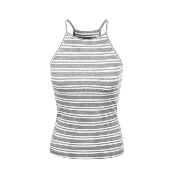 Made by Olivia Women's Halter Neck Ribbed Tank Top