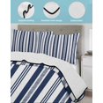 thumbnail image 4 of Quilts Twin Size Bedding Set, Navy Blue Striped Lightweight Quilted Comforter, Modern Farmhouse Geometric Thine Stripes Soft Reversible Bedspread Coverlet with Pillow Covers for All Season, 68" x 86", 4 of 7