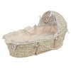 Badger Basket Natural Hooded Moses Basket - Beige Gingham Bedding