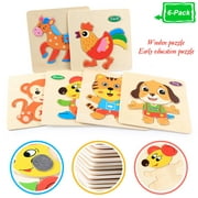 Lnkoo Wooden Animal Jigsaw Puzzles, 6 Pack