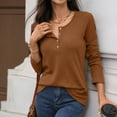 thumbnail image 4 of EDFBUYKRS Womens Loose Blouse Long Sleeve V Neck Button Down T Shirts Tie Front Knot Casual Tops L, 4 of 8
