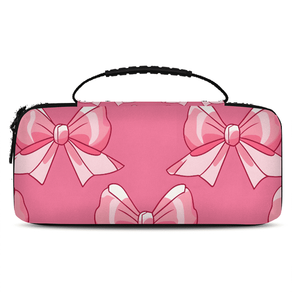 Herdesigns Pink Carry Case Compatible with Nintendo Switch 2, with 20 Game Card Slots, Bow Portable Travel Carrying Case Pouch for Accessories & Games