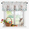 thumbnail image 2 of Valance for Windows,Easter Rabbit White Floral Valances Curtain Rod Pocket Valance for Kitchen Bedroom Living Room Bathroom,Green Eucalyptus Leaf Gray Plaid Short Curtains Window Treatment 54x18in, 2 of 9