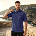 thumbnail image 6 of Men's Solid Short Sleeve Stand Collar Half Zip Outdoor Casual Sports Top Shirt Moisture Wicking Quick Dry UPF 50 Sun Protection Breathable Travel Gym Hiking Polo | JASKFLY,Navy M, 6 of 7
