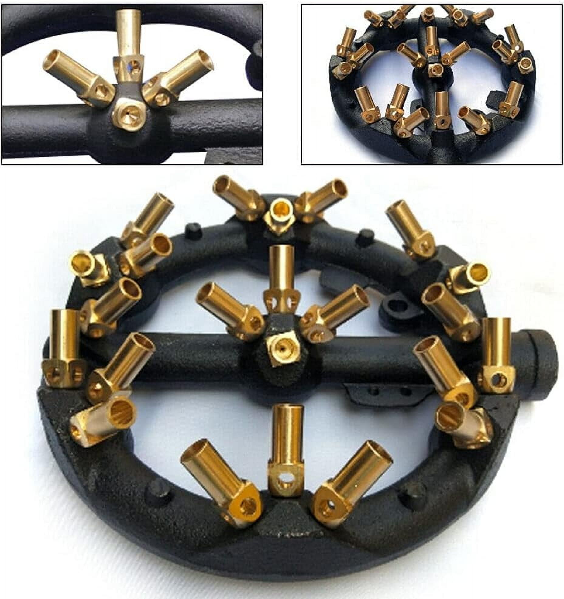 Natural Gas Jet Burner Cast Iron Body Brass Burner High Power Multi-nozzles Stove Jet Burner for Chinese Wok Range, Grilling, Stir Fry (23 Tips)