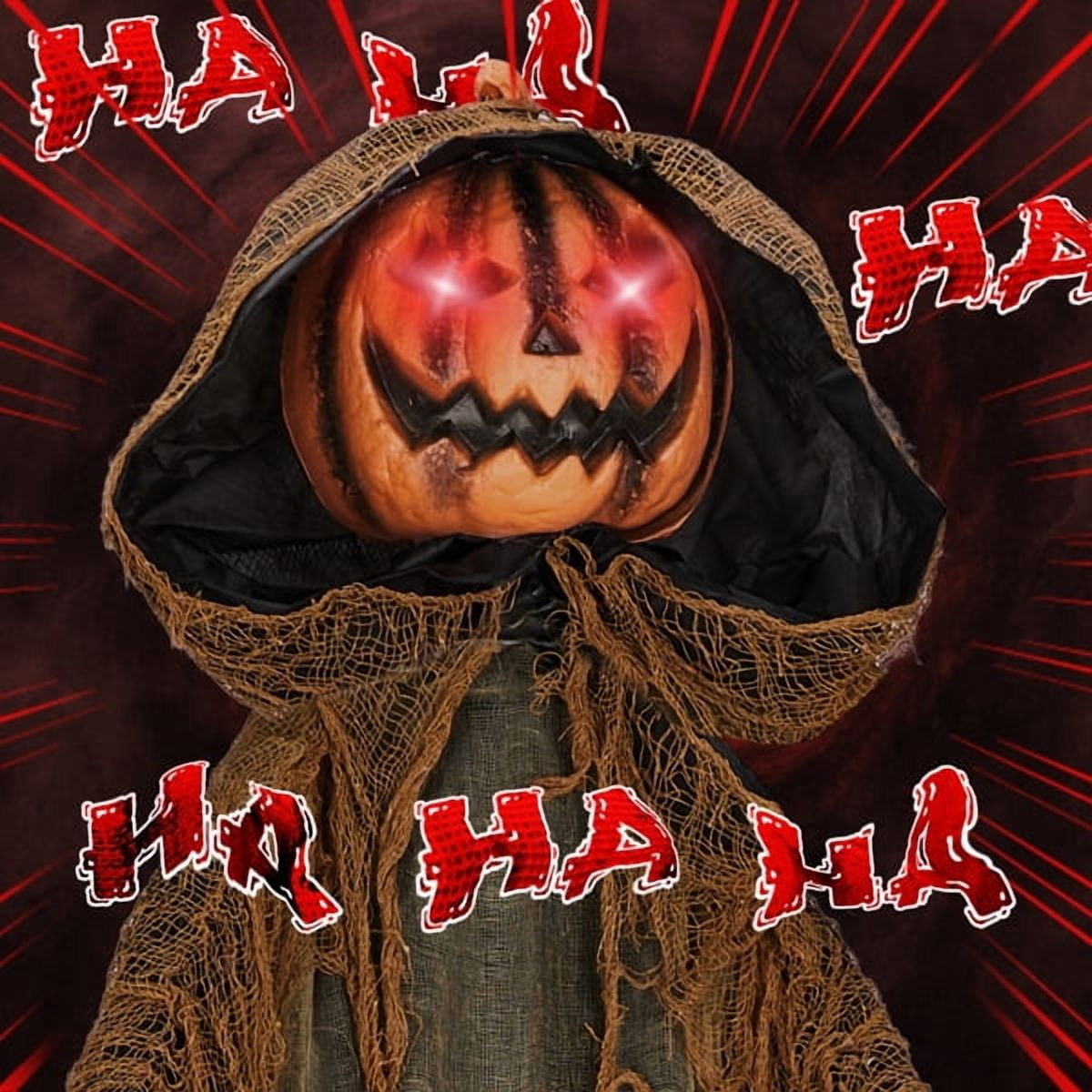 Alvantor Halloween Animated Decorations - 5.8 FT Sound-Activated Animatronic Pumpkin Ghost with Moving Head and Hands, Red LED Eyes