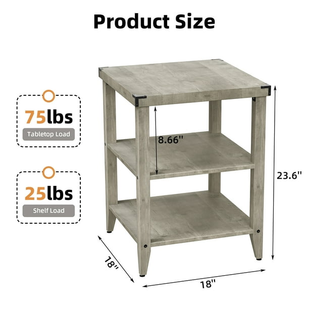 Farmhouse End Table Rustic Side Table with Storage Shelf for Small Spaces Square Bedside Table Narrow Nightstand Farmhouse End Table Rustic Side Table with Storage Shelf for Small Spaces Square Bedside Table Narrow Nightstand
