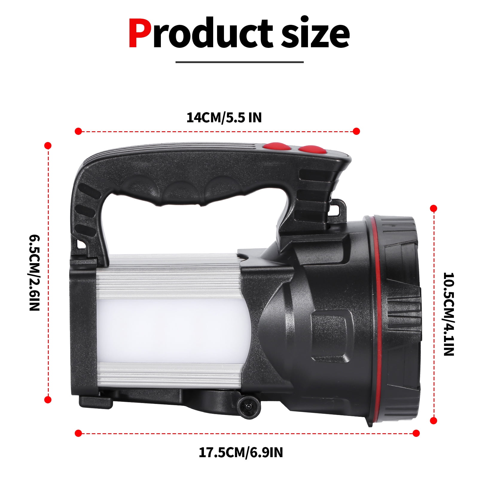 Hunting Friends Super Bright LED Rechargeable Handheld Spotlight High Powered Tactical Waterproof Flashlight with Side Light and USB Power Bank