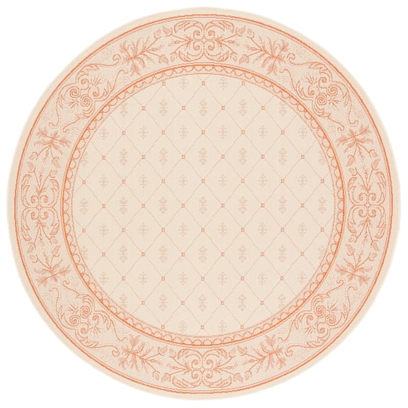 Safavieh Courtyard Derek Oriental Indoor/Outdoor Area Rug, Natural/Terracotta, 6'7" x 6'7" Round