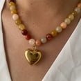 thumbnail image 4 of Elegant Heart Pendant Necklace Beaded Chain Necklace Natural Stones Necklace Elegant Party Jewelry for Fashion Outfits, 4 of 9