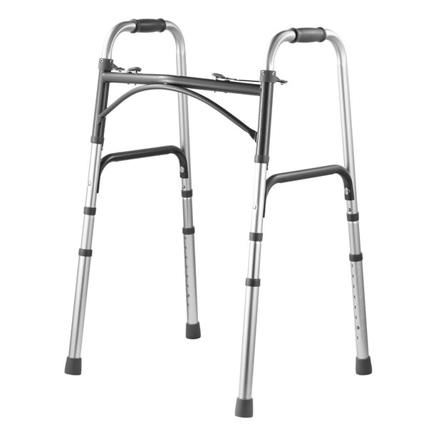 Andador plegable VEVOR de 2 botones con altura ajustable de 8 niveles y asas resistentes. Andador ligero de aluminio para personas mayores y discapacitadas, hasta 169 kg.