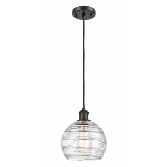 516-1P-BK-G1213-8-LED-Innovations Lighting-Deco Swirl-3.5W 1 LED Mini Pendant in Industrial Style-8 Inches Wide by 10 Inches High Matte Black Finish