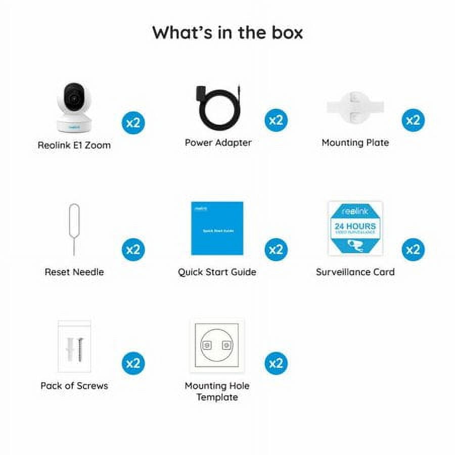 Reolink 5MP 2.4/5G WiFi Indoor Security Camera PTZ with Auto Tracking Human/Pet AI Ideal for Baby Monitor/Pet, E1 Zoom-2 Pack
