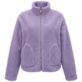 thumbnail image 5 of Enjoytime Fleece Jacket Women Stand Collar Long Sleeve Zip Up Fuzzy Outerwear Casual Soft Warm Fall Winter Coat with Pocket, 5 of 6