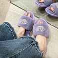 thumbnail image 6 of Viluyesy Womens Slide Slippers Fuzzy Plush Open Toe Slip On Cushioned Non Slip Warm Indoor House Shoes Soft Flat Cozy Slides Purple Size 7.5-8.5, 6 of 6