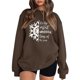 thumbnail image 1 of Gibobby Sudaderas para mujer navidad Sudadera con capucha estampada navideña holgada para mujer con mangas hasta los hombros(Café,XG), 1 of 4