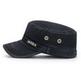 thumbnail image 6 of ZJXFGS Cadet Hat Military Hats For Men Unisex Cadet Cap Washed Cotton Vintage Corps Hat Flat Top Cap For Men Women Military Cap Black A, 6 of 7