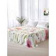 thumbnail image 5 of Flower California King Size Flat Sheet, Wrinkleproof & Fadeproof Cooling Flat Bed Sheet Only, Eucalyptus Plant Garden Red Floral Watercolor Breathable Soft Bedding Top Sheets 108 x 98 Inches, 5 of 8