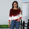 thumbnail image 5 of Women’s Casual Red Paint Splatter Print Top, 3/4 Sleeve Loose Fit Soft Crew Neck T-Shirt for Everyday Wear, Comfortable Stylish Tee, 5 of 5
