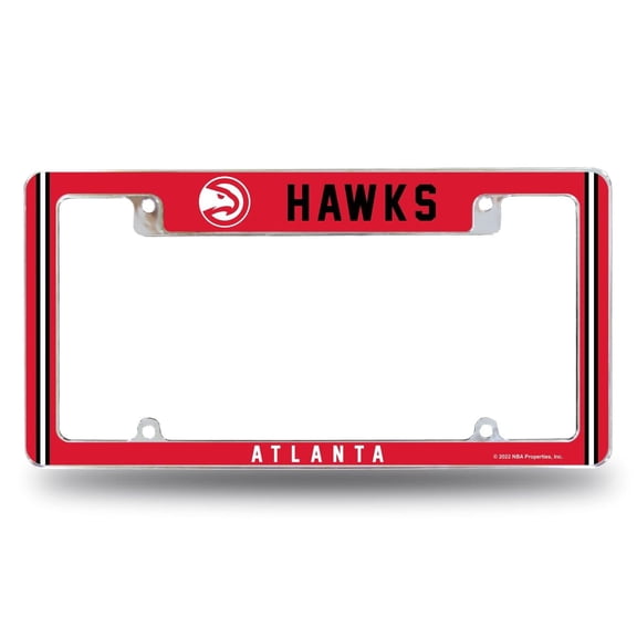 Atlanta Basketball Hawks Chrome Metal License Plate Frame